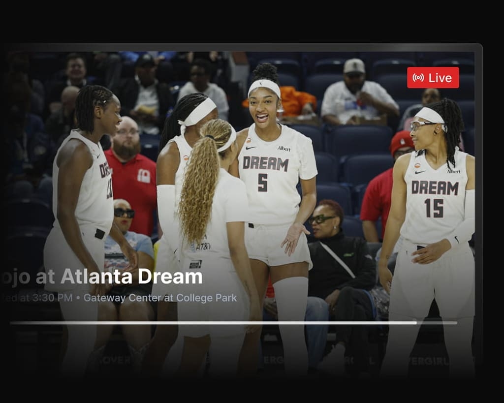 Atlanta Dream game card on Victory+