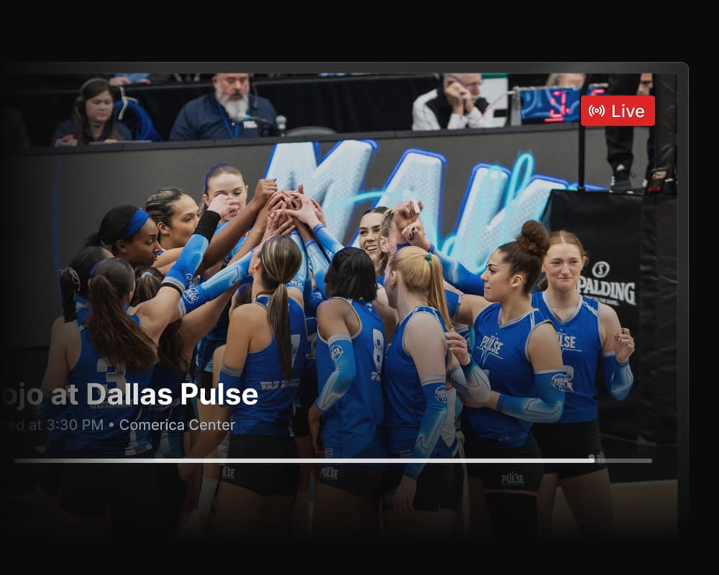 Dallas PULSE match card on Victory+